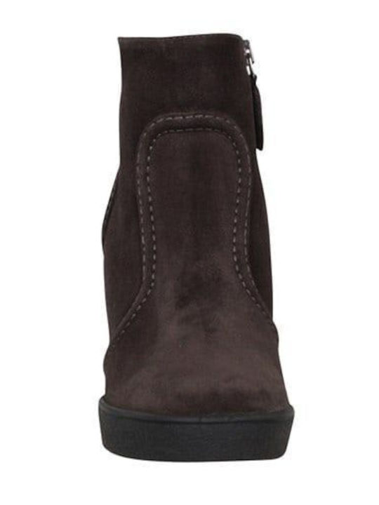 Women's Suede Platform Boots Brown