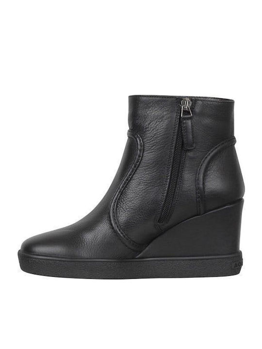 Women's Leather Platform Boots Black