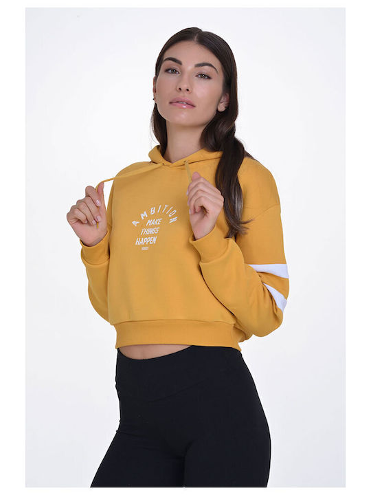 Cropped Women's Sweatshirt Hooded Yellow