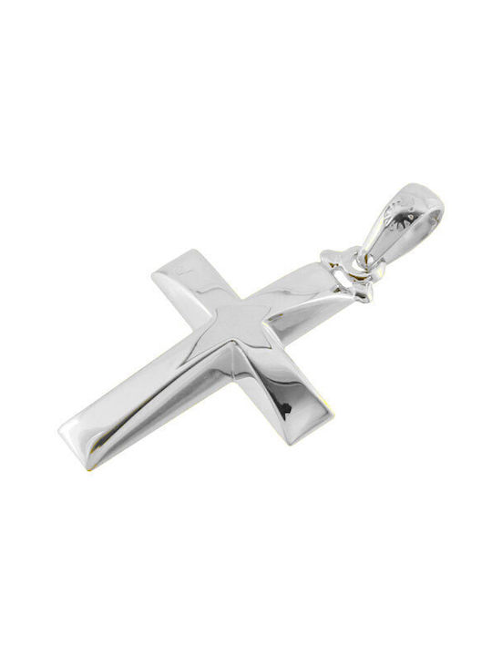 Men's White Gold Cross 14K