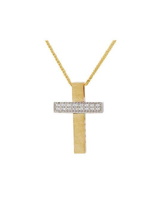 Femeiesc Aur Alb Cruce 14K