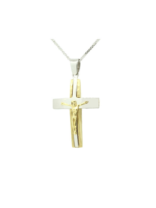 Men's White Gold Cross 14K