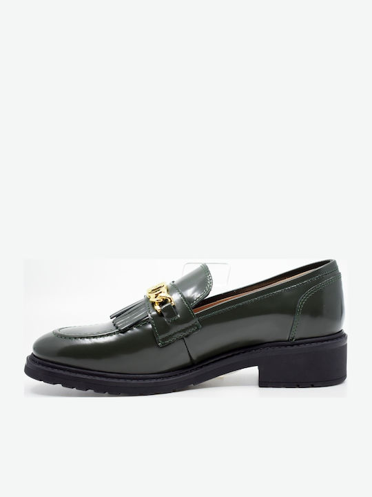 Δερμάτινα Γυναικεία Loafers σε Πράσινο Χρώμα