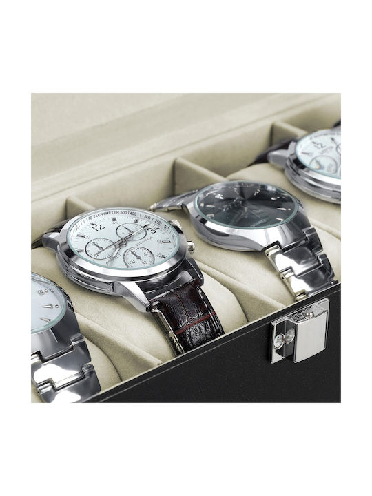 Songmics Wooden Case with transparent lid for 6 watches in Black color JWB06BE