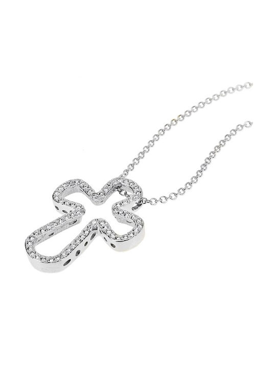 Xrisokosmima Women's White Gold Cross 14K with Chain