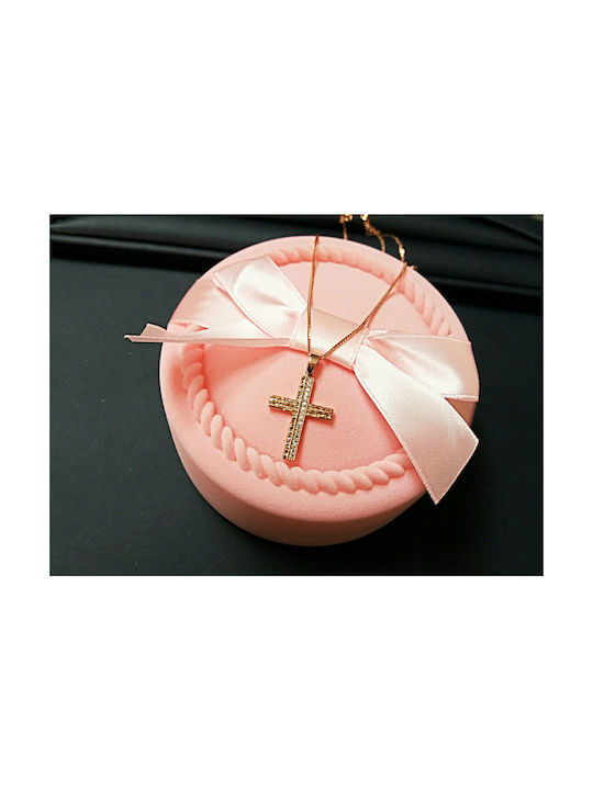 Xrisokosmima Damen Roségold Kreuz 14K mit Kette