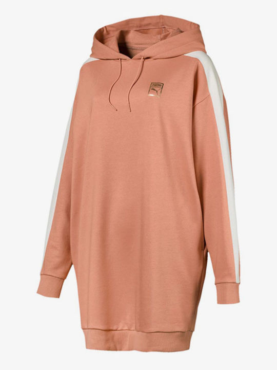 Mini Athletic Dress Long Sleeve Hooded Orange