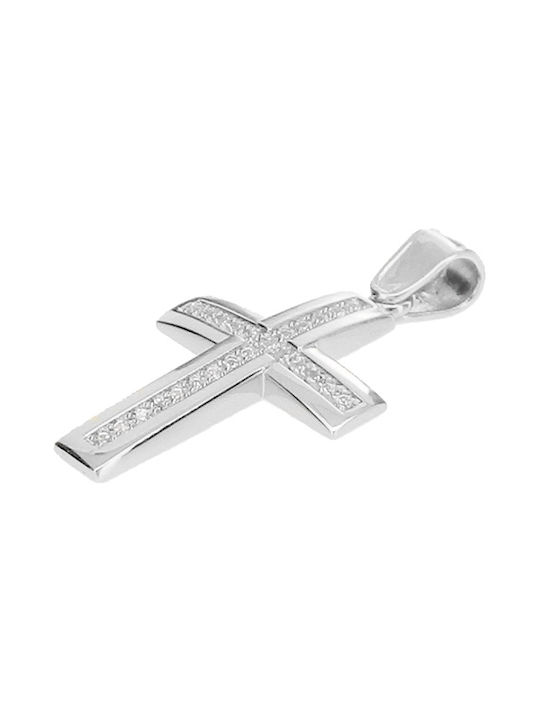 Xrisokosmima Damen Weißgold Kreuz 14K mit Kette