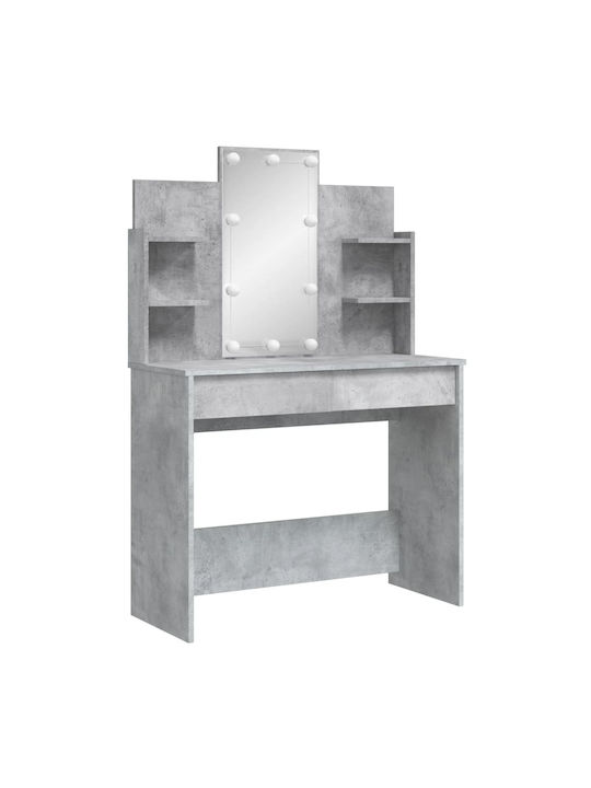 Masută De Toaletă De Podea Din Lemn Gri Beton Cu Oglindă 96x40x142cm