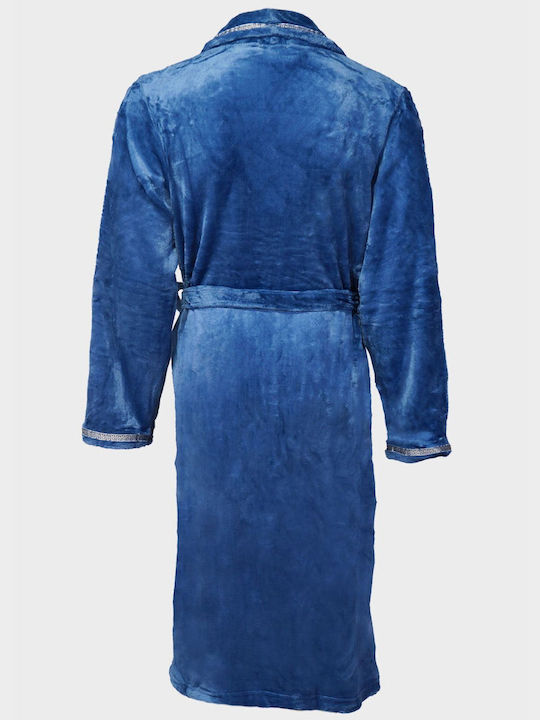 G Secret Winter Herren-Robe Vlies Blau