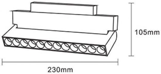 Interlight Commercial Linear LED Ceiling Light 12W Natural White 23cm