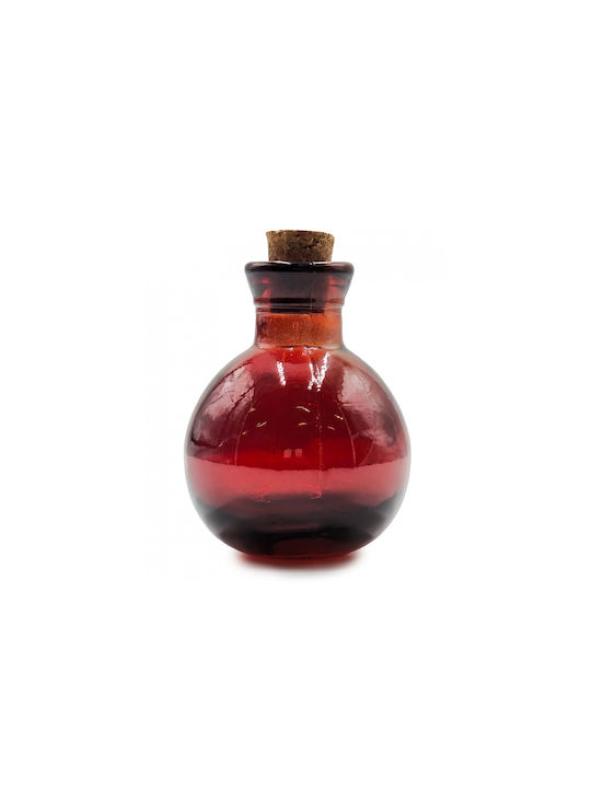 Glass Drops Bottle Water Glass with Cork Red 125ml