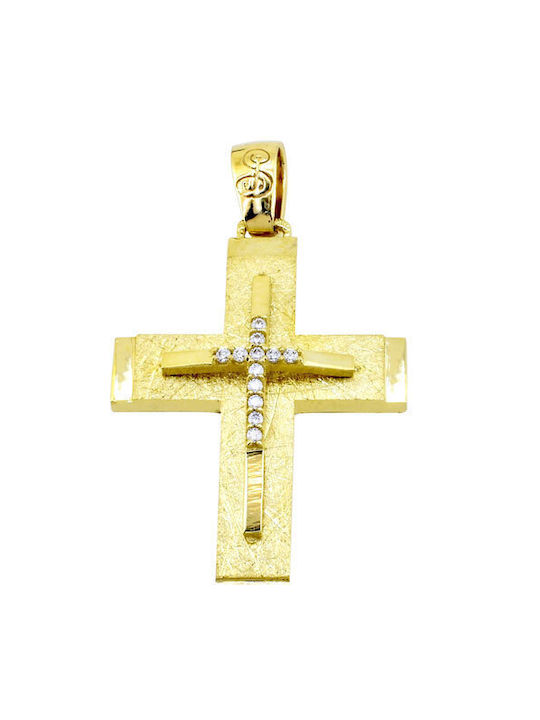 Damen Gold Kreuz 14K mit Kette