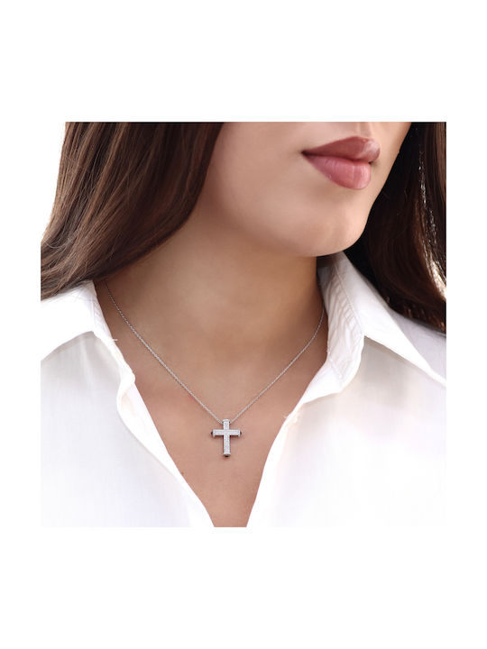 Weißgold Kreuz 18K mit Kette