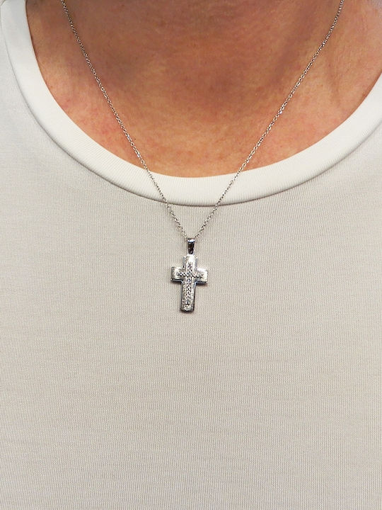 Art d or Дамски Бял златен Кръст 14K с Верижка