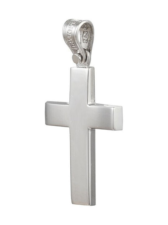 Men's White Gold Cross 14K