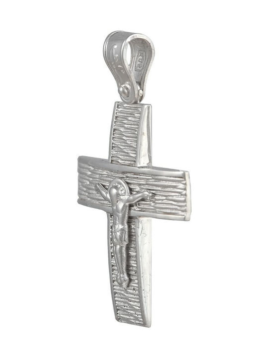 Men's White Gold Cross 14K