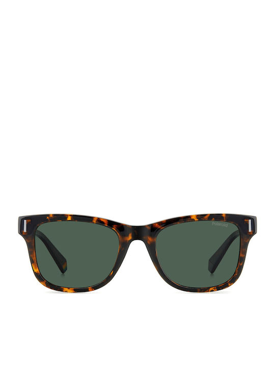 Polaroid Unisex Sunglasses with Brown Tartaruga Plastic Frame and Green Polarized Lens PLD6206/S 086/UC