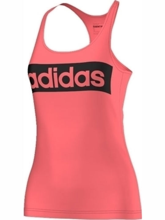 Adidas Essentials Linear Tank Women's Athletic Blouse Sleeveless Pink