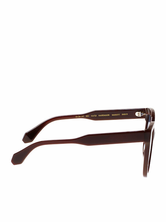 Gigi Barcelona Margot Women's Sunglasses with Burgundy Plastic Frame and Light Blue Gradient Polarized Lens 6400/9
