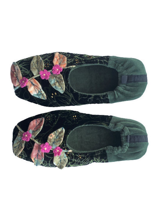 Closed Leather Women's Slippers Green