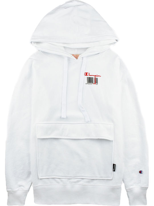 Champion Men's Sweatshirt with Hood and Pockets White