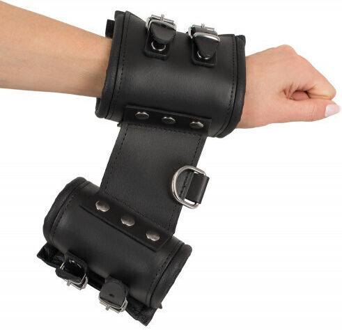 Zado Black Leather Handcuffs Cătușe în Culoare Negru