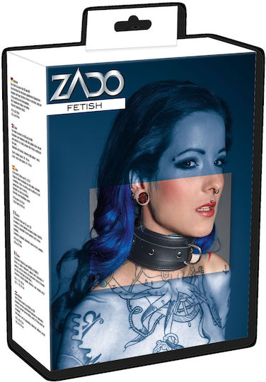 Zado Black Leather Collar Κολάρο σε Μαύρο Χρώμα