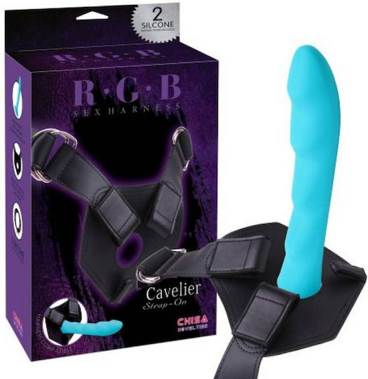 Chisa Novelties Cavelier Strap-On Арсенал с Единично Дилдо 18см в Тюркоазен цвят