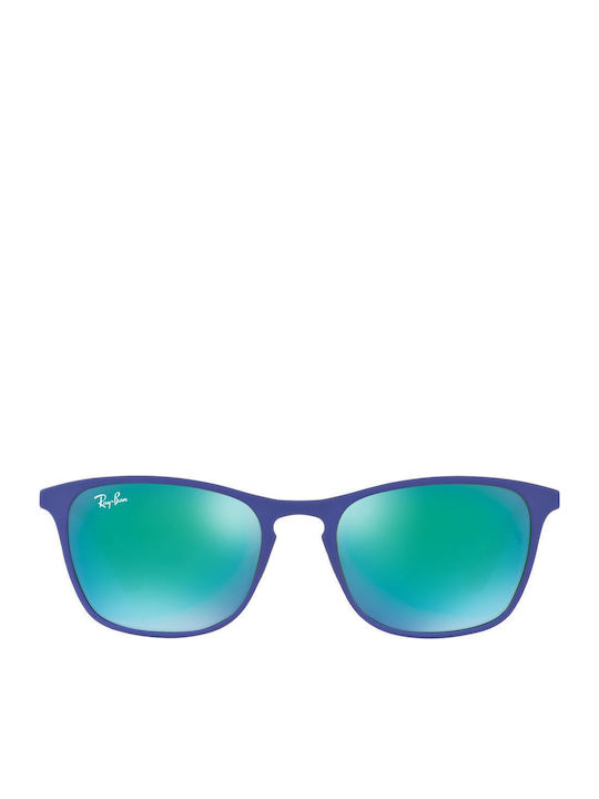 Ray Ban Ochelari De Soare Pentru Copii Rotunzi Cu Lentilă Oglindă Albastră