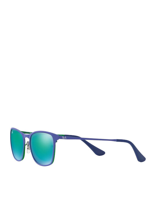 Ray Ban Ochelari De Soare Pentru Copii Rotunzi Cu Lentilă Oglindă Albastră