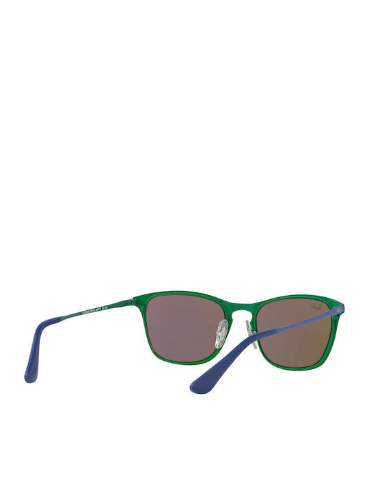 Ray Ban Ochelari De Soare Pentru Copii Rotunzi Cu Lentilă Oglindă Albastră