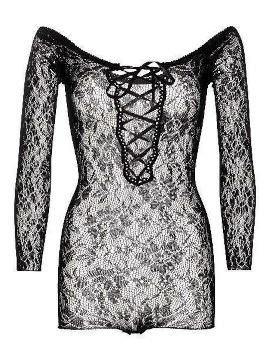 Leg Avenue 89163 Seamless Lace Romper Sexy Bodysuit Negru