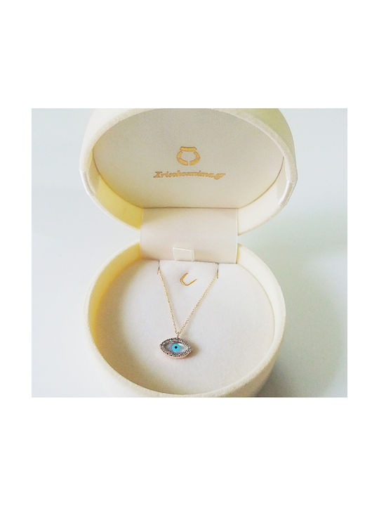 Necklace Eye from Gold 14K with Zircon