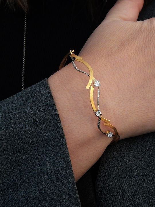 Polytimo Women's Bracelet made of Gold 14K with Zircon