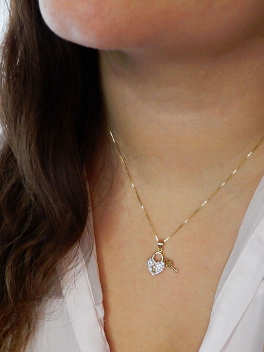 Art Collection Necklace with design Heart from Gold 14K