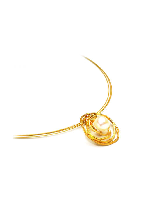 Polytimo Necklace from Gold 14K with Pearls