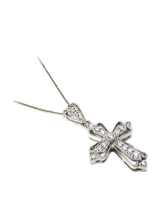 Art Collection Crucifix din aur alb 18K cu lanț