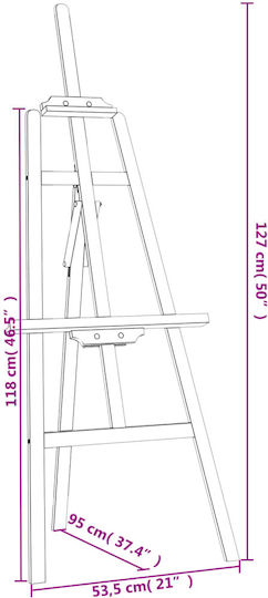 vidaXL Καβαλέτο За Рисуване Под Дърво 95x127см.