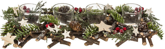 Christmas Glass Transparent Candlestick 39x14cm