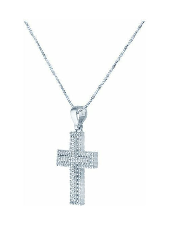 Savvidis Weißgold Kreuz 14K mit Kette