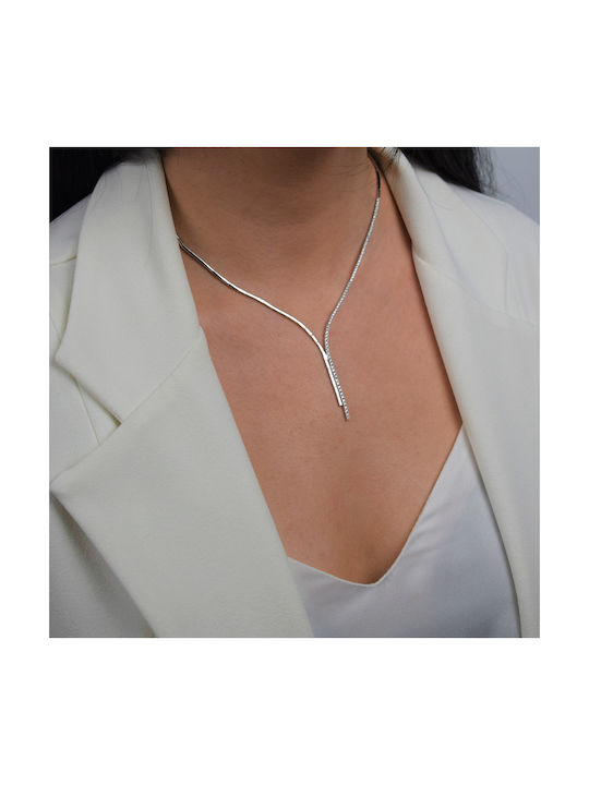 Necklace from White Gold 14K with Zircon