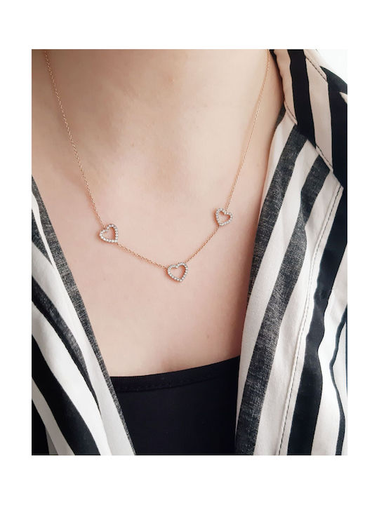 Necklace with design Heart from Rose Gold 14K