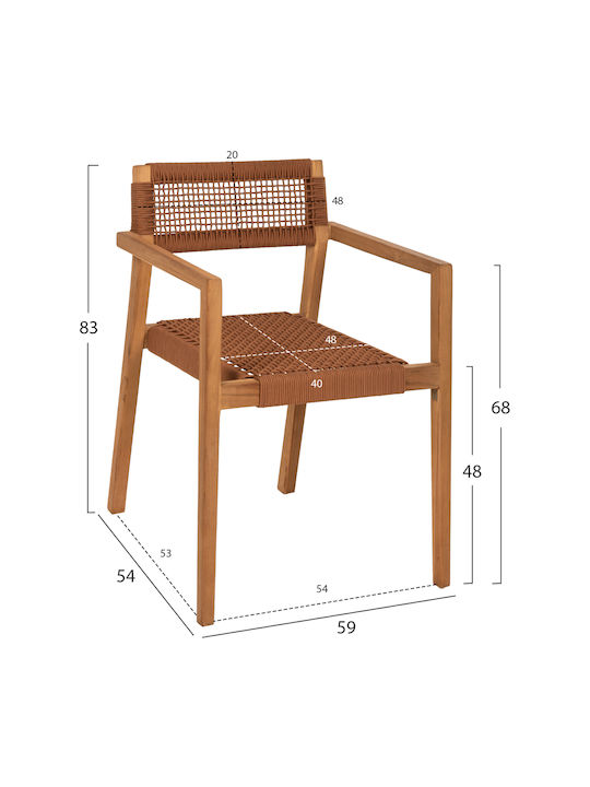 Charlotte Dining Room Wooden Armchair Beige 59x54x83cm