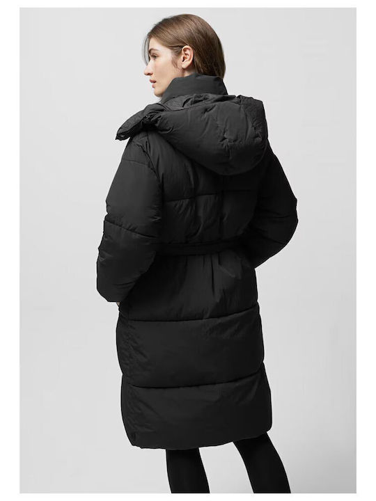 Women's Long Puffer Jacket for Winter Black