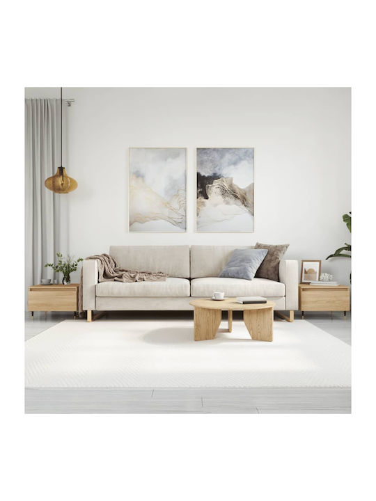 Rectangular Side Table Wooden with Drawers Beige 2 Pieces M50xW46xH35cm