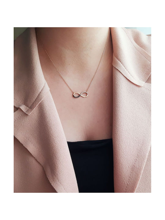 Xrisokosmima Necklace Infinity from Rose Gold 14K with Zircon