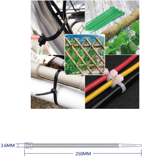 Tpster Δεματικά Καλωδίων Πλαστικά 250mm σε Λευκό χρώμα (100τμχ) (32539)