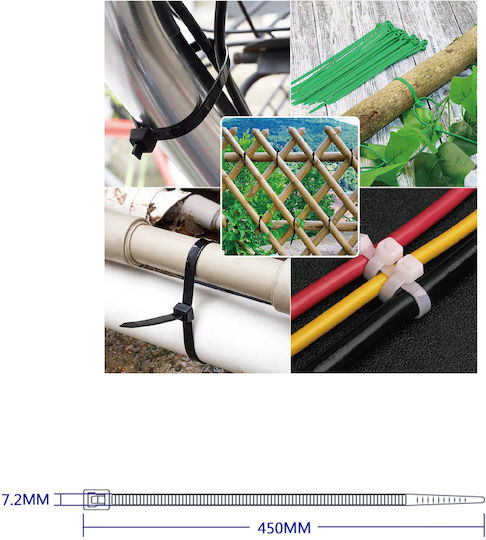 Tpster Δεματικά Καλωδίων Πλαστικά 450mmx7.2mm σε Λευκό χρώμα (20τμχ) (32548)