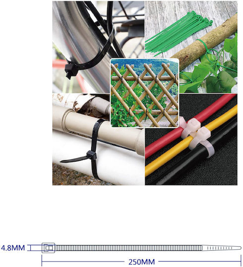 Tpster Δεματικό Καλωδίων Πλαστικό 250mmx4.8mm σε Μαύρο χρώμα (1τμχ) (32560)